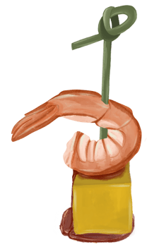 Watercolor illustration canape shrimp diet cold snack png
