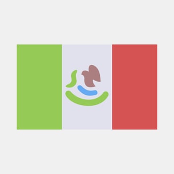 Icon Mexico flag. Day of the dead celebration elements. Icons in flat style. Good for prints, posters, logo, party decoration, greeting card, etc. vector