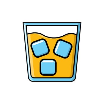 Alcoholic tasty strong juicy cocktail drink in glass with whiskey with ice icon on white background. Vector illustration