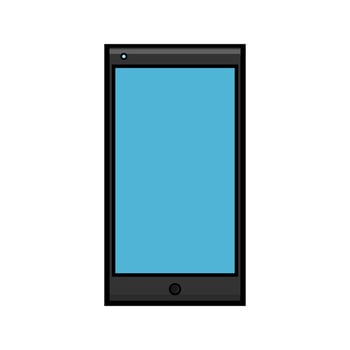 Vector illustration of a flat icon of a modern digital digital smart rectangular smartphone mobile phone with isolated on white background. Concept computer digital technologies