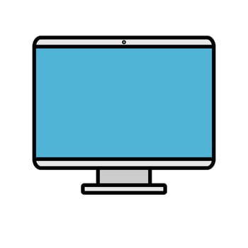 Vector illustration icon of a modern digital digital smart rectangular computer with monitor, laptop isolated on white background. Concept computer digital technologies