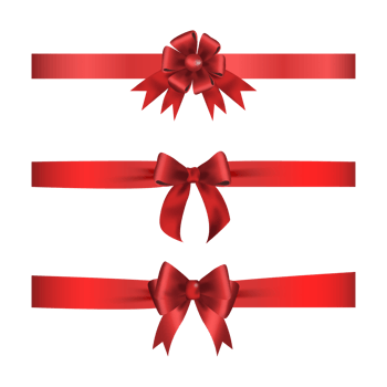 3 collation Red satin ribbon 3d with bow isolated on white background png