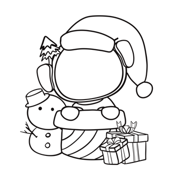 Astronauts Christmas outline for coloring page png