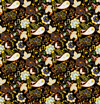 Seamless Floral Pattern in vector.Wild flowers, leaves, branches, candies repeat pattern design set.Handmade. Wallpaper, fabric or design of gift paper. vector