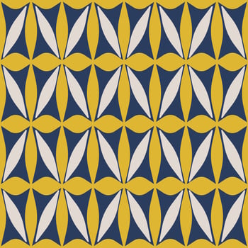 Ethnic geometric flower pattern. Ethnic colorful yellow-blue abstract flower geometric shape seamless pattern background. Geometric flower pattern for fabric, interior decoration elements, upholstery. vector