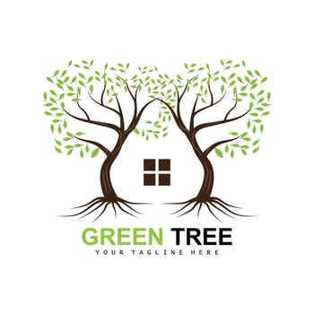 Tree Logo, Green Trees And Wood Design, Forest Illustration, Trees Kids Games vector