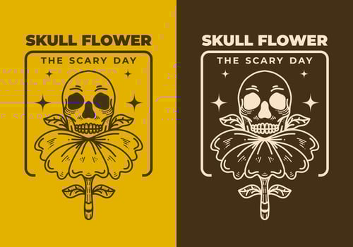 Vintage art illustration of a skull on the flower vector
