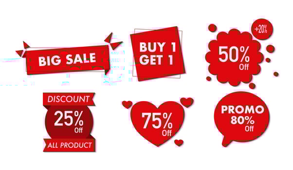 discount sticker sale and promo with red color vector