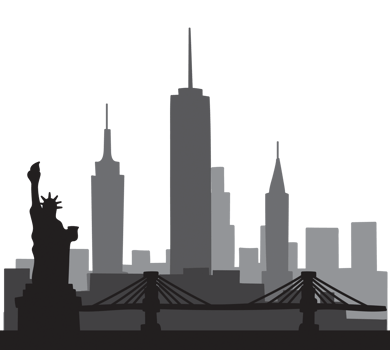 Free hand sketch of New York City skyline. png