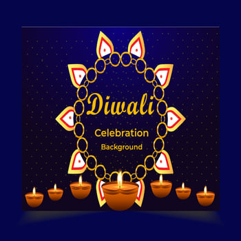 Diwali festival background design, excellent creating colorful triangles bright concept round or circle shape with lighting background and oil lamps vector