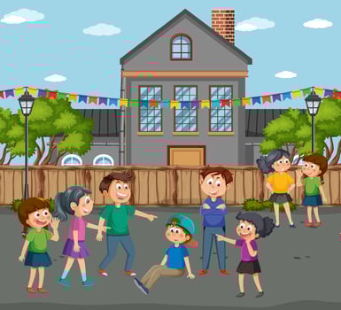 Kids bullying their friend at school vector