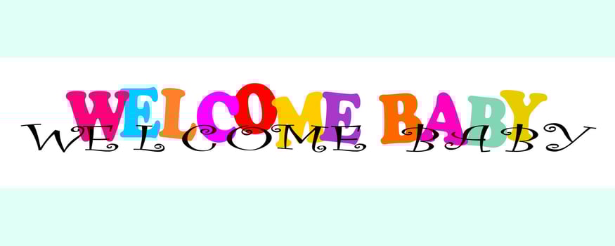 Rainbow color of WELCOME BABY alphabet, vector typography banner. Baby shower, announcement, surprise, birthday concept.