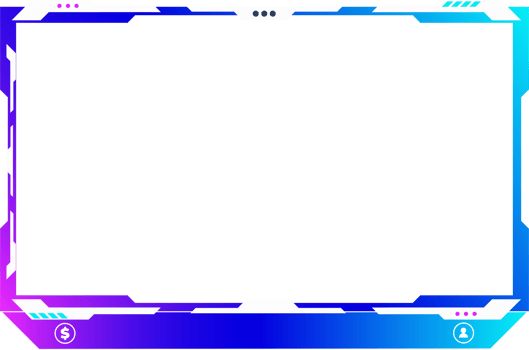 Online gaming screen panel and border design for gamers with colorful buttons. Live streaming overlay decoration with girly pink and blue color shades. Live broadcast elements PNG. png