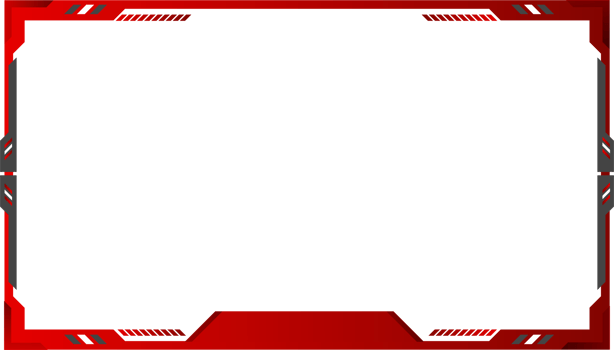 Live streaming overlay PNG with red and dark color. Stream overlay design with buttons for online gamers. Offline frame design for gamers. Live Gaming screen panel overlay with stream buttons.