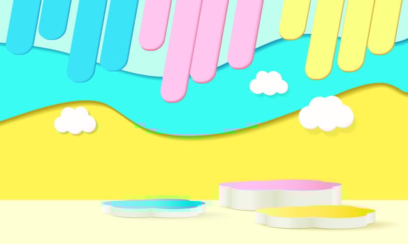 Kids colorful podium product display vector