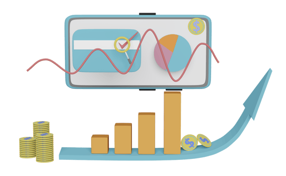 mobile phone with charts and graph, analysis business financial data, Online marketing isolated. 3d illustration or 3d render png