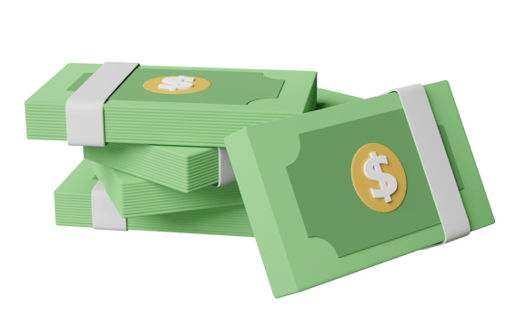 dollar banknote stack isolated. economic movements or business finance concept, 3d illustration or 3d render png