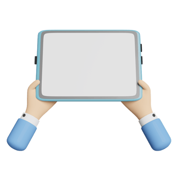 businessman hand holding tablet computer isolated. 3d illustration or 3d render png