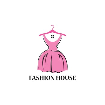 Fashion house logo vector image. Simple Minimalist Hanger with Window for Fashion House Logo Design Vector