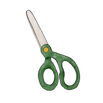 watercolor illustration school supplies scissors png