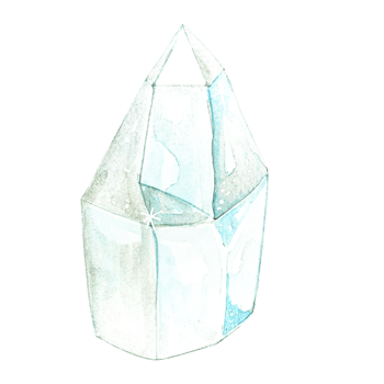 Watercolor illustration of crystal quartz png