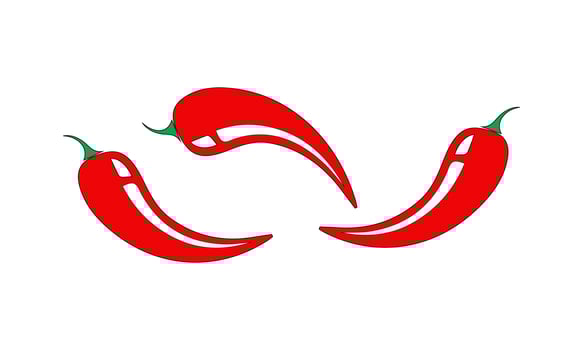Spicy chili pepper level labels. Vector spicy food mild and extra hot sauce, chili pepper red outline icons