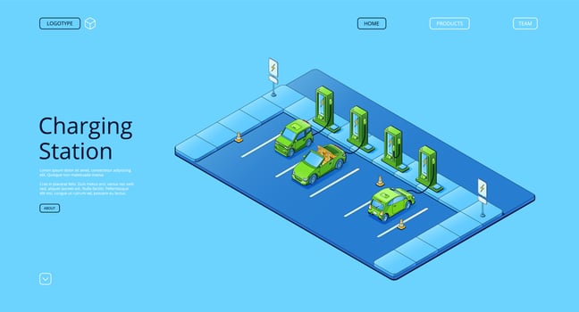 Banner of charging station for electric cars vector