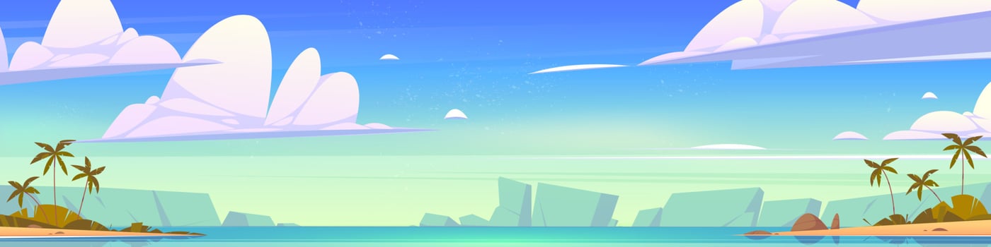 Tropical island in sea panoramic vector landscape