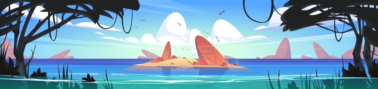 Ocean or sea nature landscape with shallow or land vector