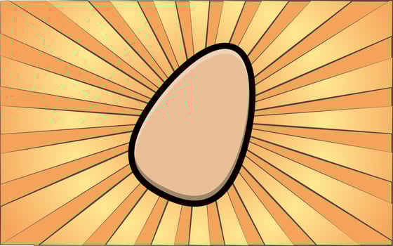 Beauty glamorous blender for powder for makeup and beauty guidance on a background of abstract yellow rays. Vector illustration