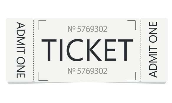 White ticket cinema, exhibition, event, theater vector