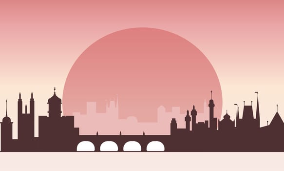 Silhouette of the city. Cityscape.  The skyline. Panorama of architecture. Silhouette background of the city of Prague vector