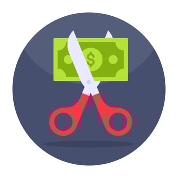 Banknote with scissors showcasing cut price vector