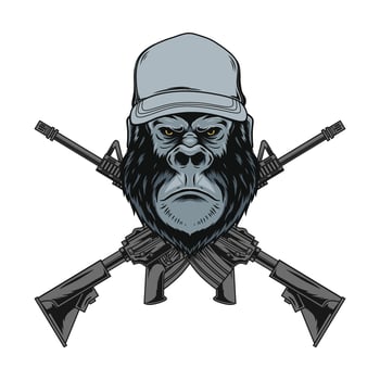 gorilla and assault rifle illustration vector