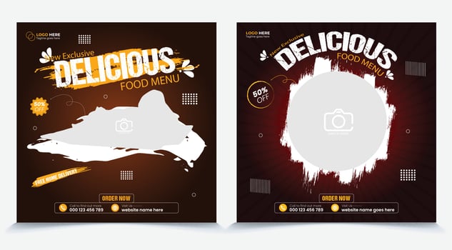 Social Media Post for square Food Promotion offer poster, Healthy Food Social Media Banner. vector