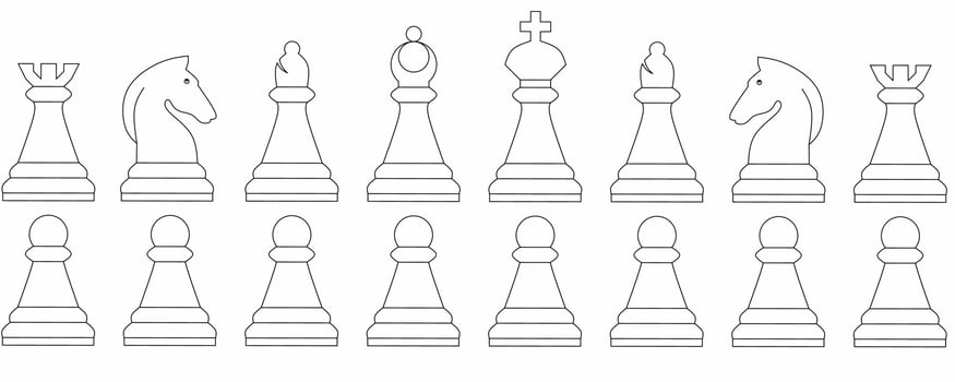 outline piece chess icon set isolated on white background vector