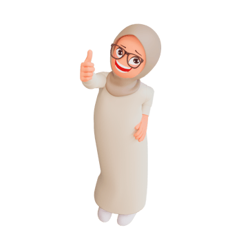 3d render muslim woman showing thumbs up png