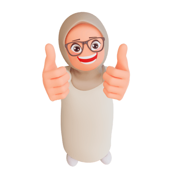 3d render muslim woman showing thumbs up png