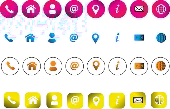 icon bundle for gradient color website vector
