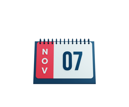 November Realistic Desk Calendar Icon 3D Illustration Date November 07 png