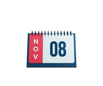 November Realistic Desk Calendar Icon 3D Illustration Date November 08 png