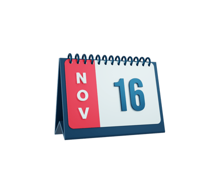 November Realistic Desk Calendar Icon 3D Illustration Date November 16 png