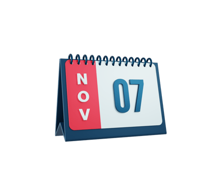 November Realistic Desk Calendar Icon 3D Illustration Date November 07 png