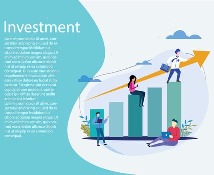 investment vector background. background of people standing on investment chart
