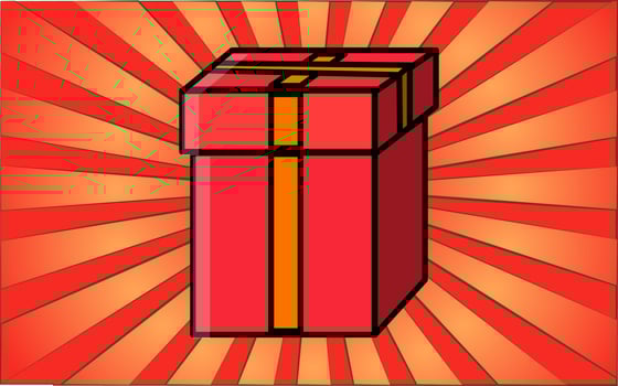 Simple flat style icon beautiful red gift box with a ribbon for the holiday of love for Valentine's Day or March 8. Vector illustration