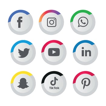 Social media icons set Logo Vector Illustrator