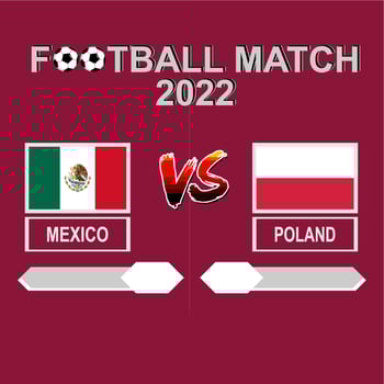 Mexico vs Poland football competition 2022 template background vector for schedule, result match