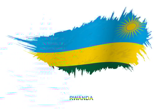 Flag of Rwanda in grunge style with waving effect. vector