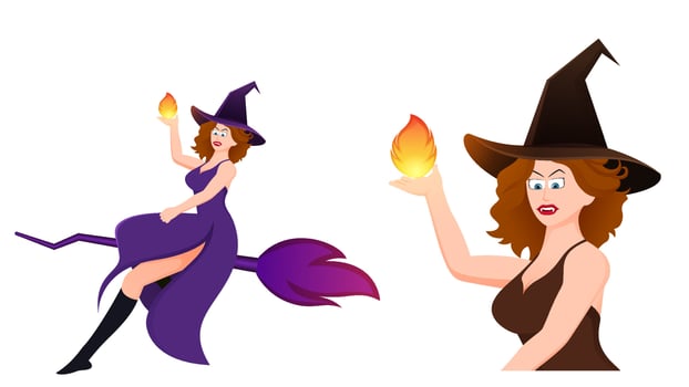 happy halloween, witch character vector illustration on white background.