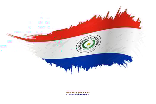 Flag of Paraguay in grunge style with waving effect. vector